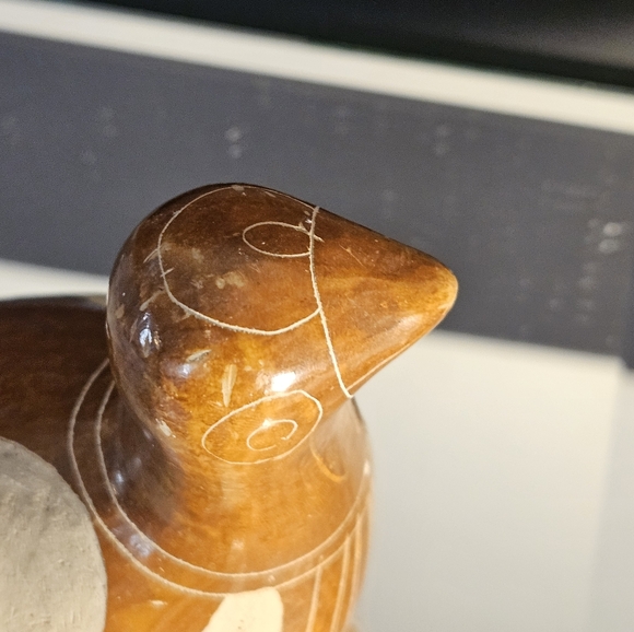 VTG Tonala Mexican Folk Art Burnished Etched Clay Pottery Duck Bird Figurine - Picture 4 of 11